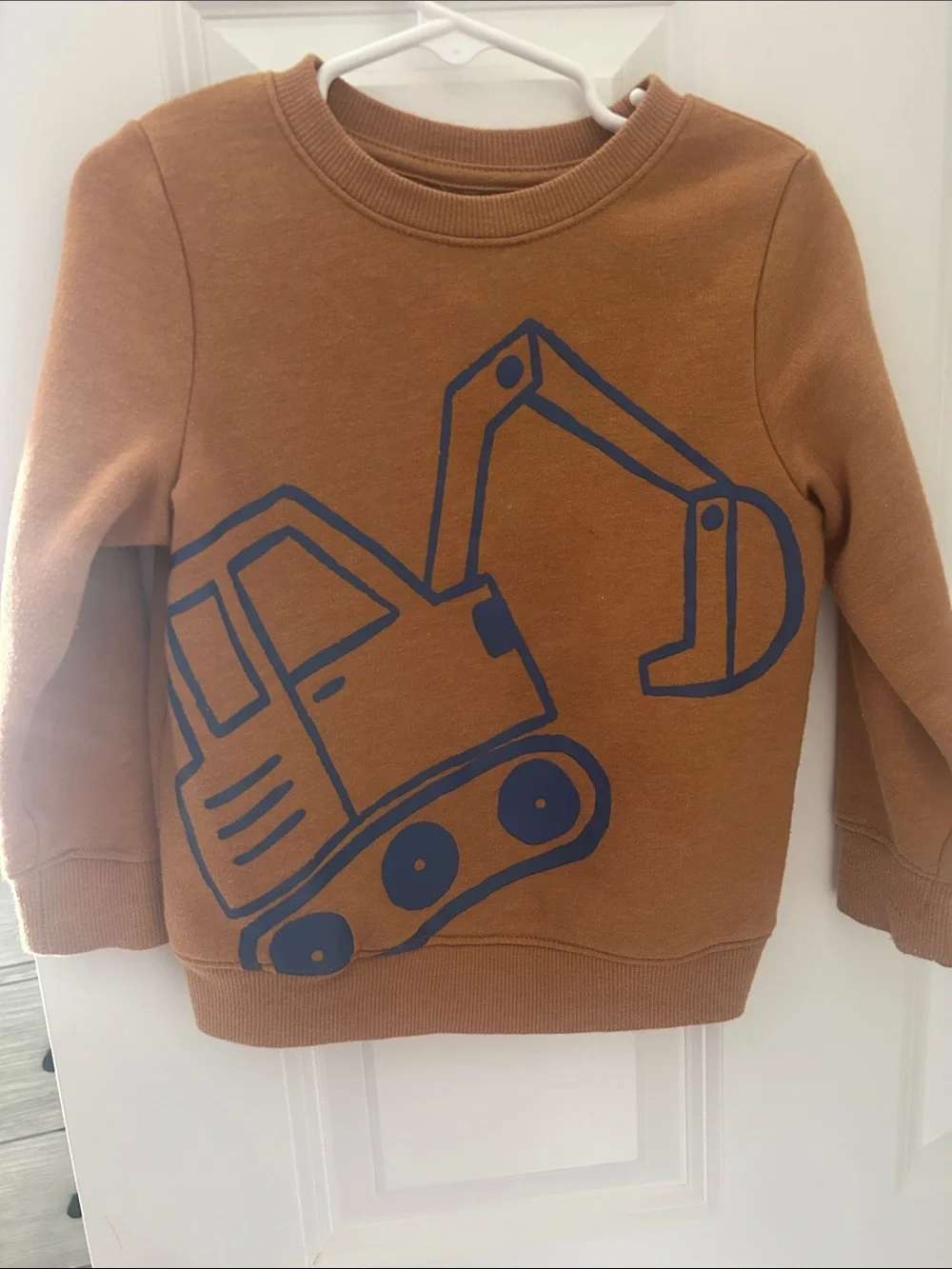 Cat & Jack Brown Pullover Sweatshirt with Blue Excavator Graphic